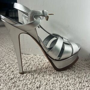 Silver YSL heels